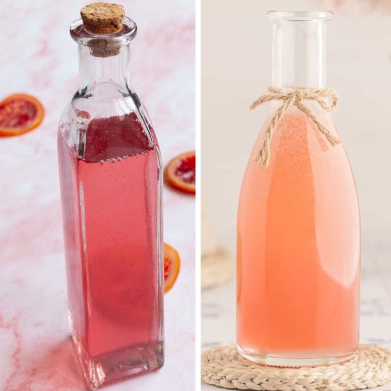 Two bottles of flavored simple syrup.