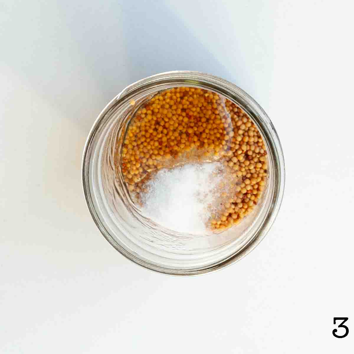 Mustard seeds with salt and honey.